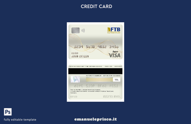 stile verificato Modello di carta di debito per visto bancario per il commercio